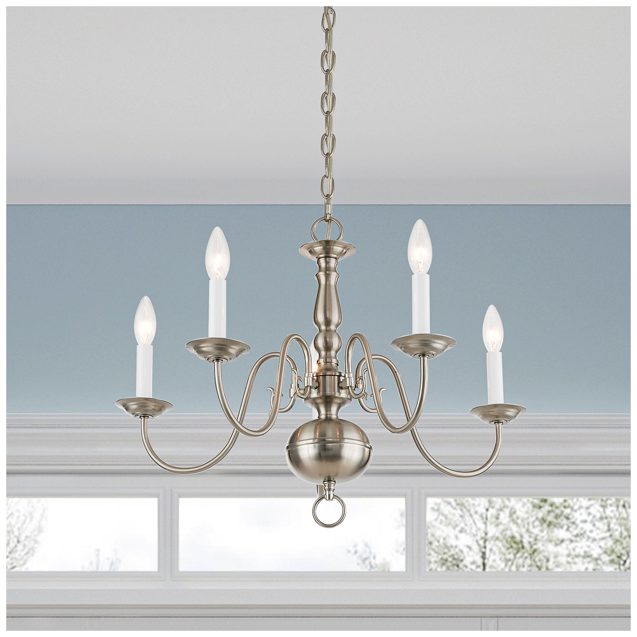 Williamsburgh 24" Wide Brushed Nickel 5-Light Chandelier