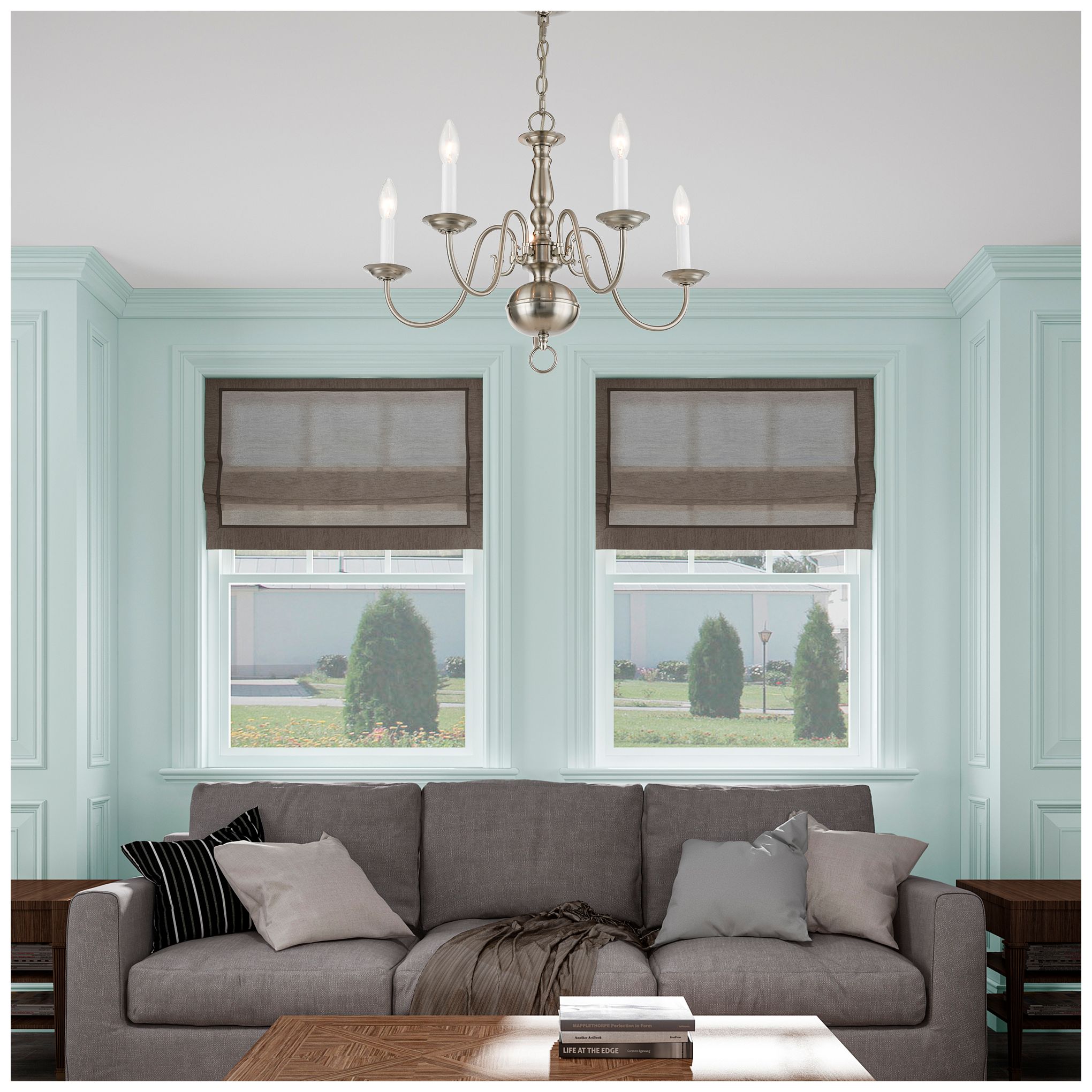 Image 4 Williamsburgh 24" Wide Brushed Nickel 5-Light Chandelier more views
