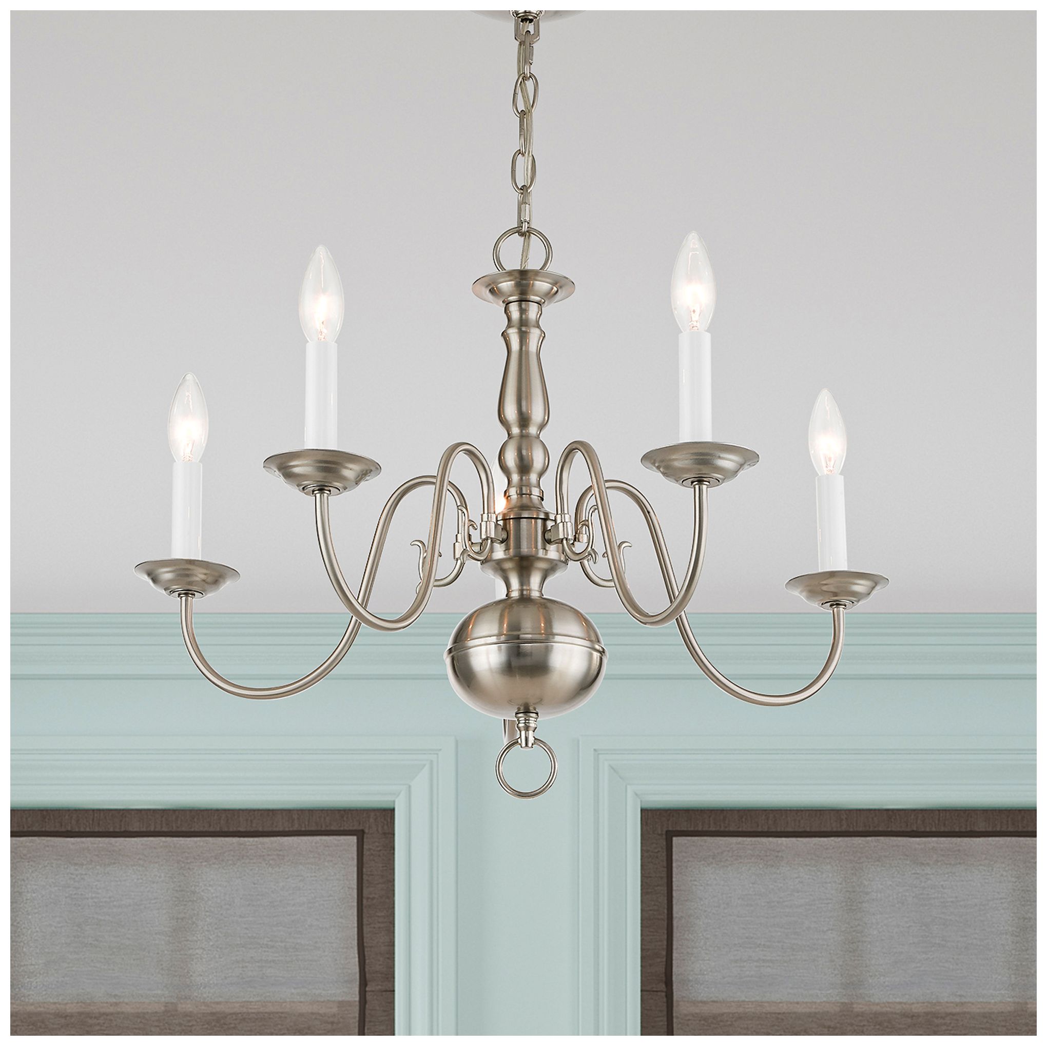 Image 5 Williamsburgh 24" Wide Brushed Nickel 5-Light Chandelier more views