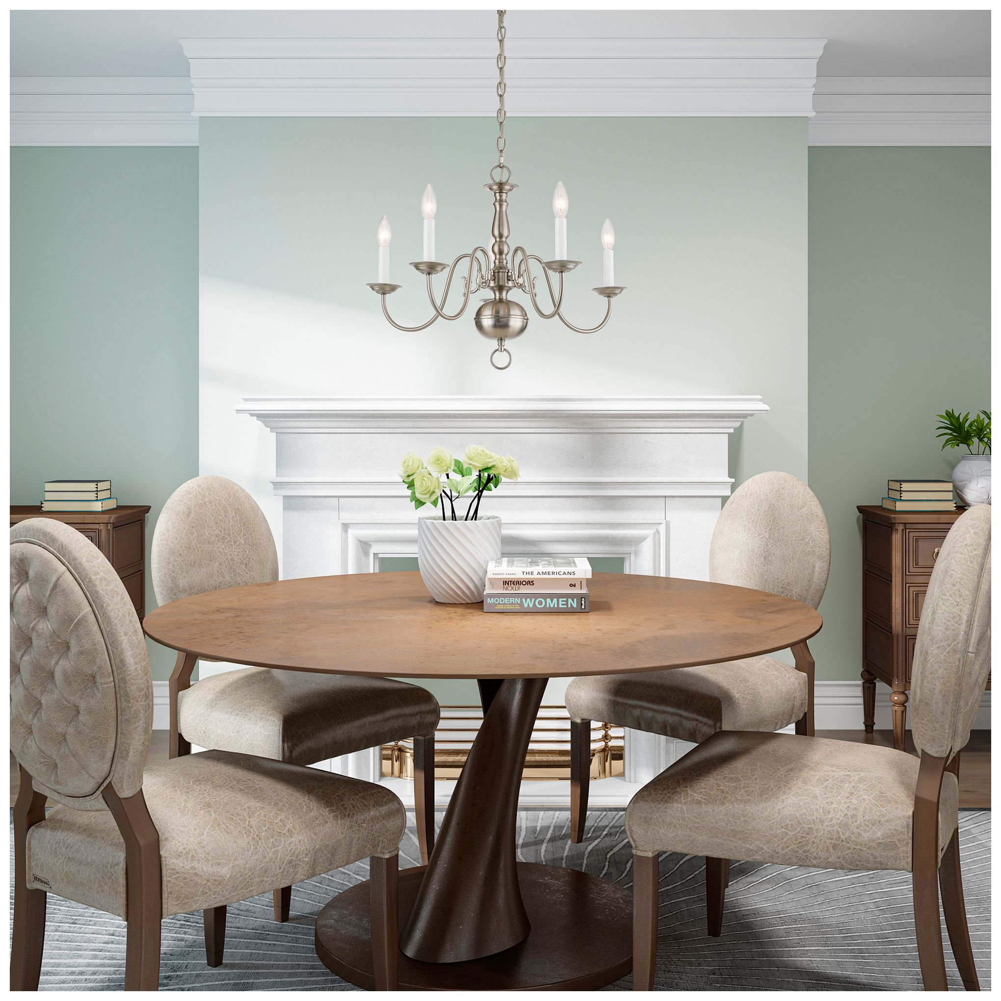 Williamsburgh 24" Wide Brushed Nickel 5-Light Chandelier