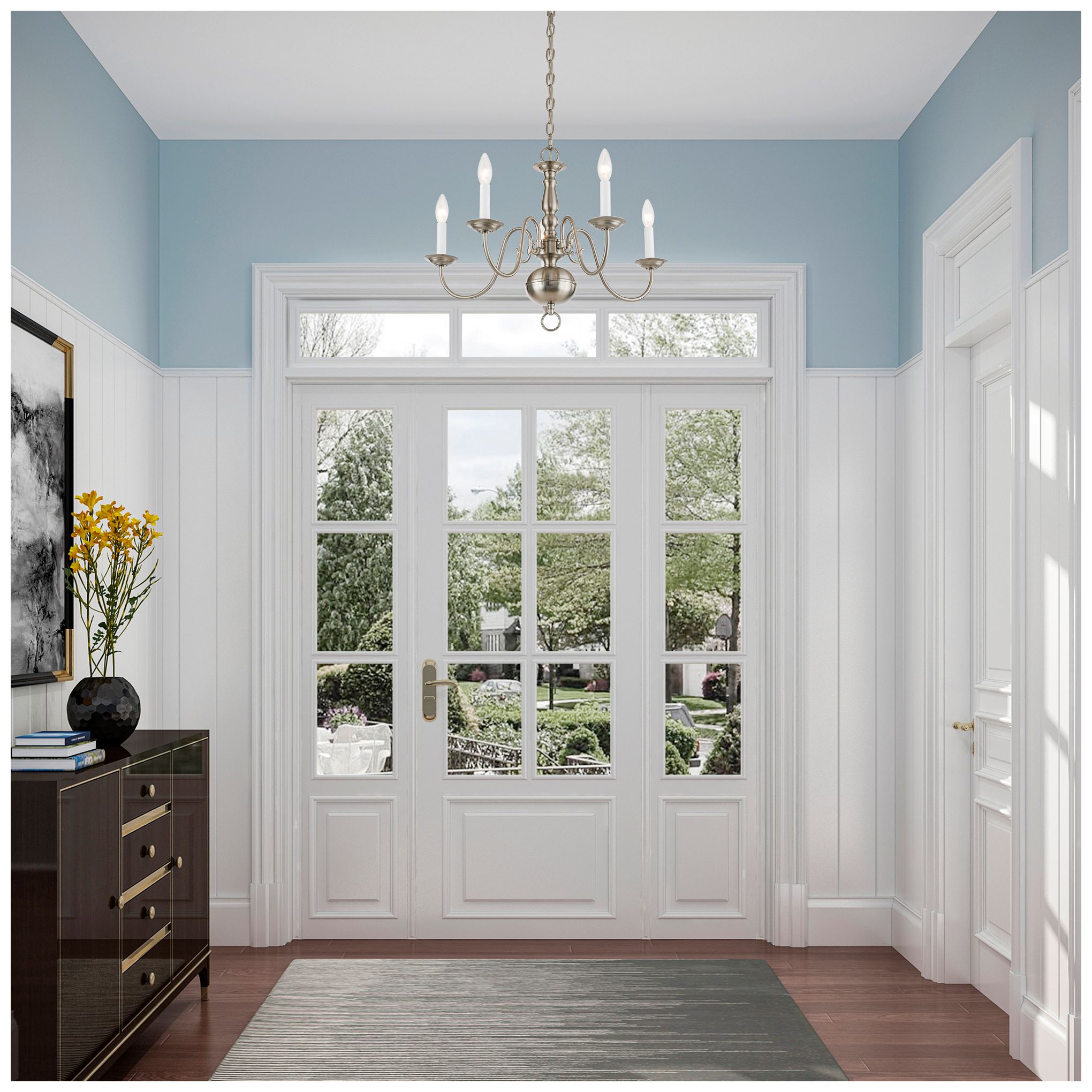 Williamsburgh 24" Wide Brushed Nickel 5-Light Chandelier
