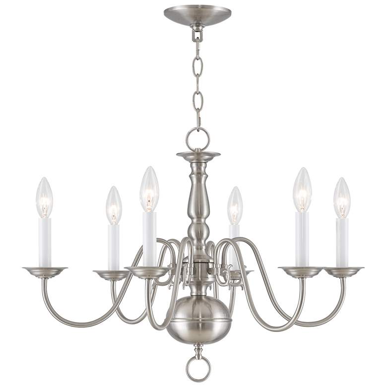 Image 1 Williamsburgh 24" Wide Brushed Nickel 6-Light Chandelier