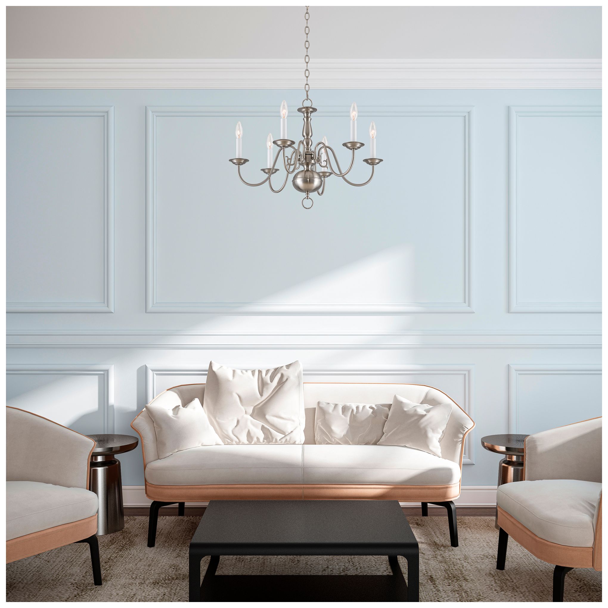 Williamsburgh 24" Wide Brushed Nickel 6-Light Chandelier