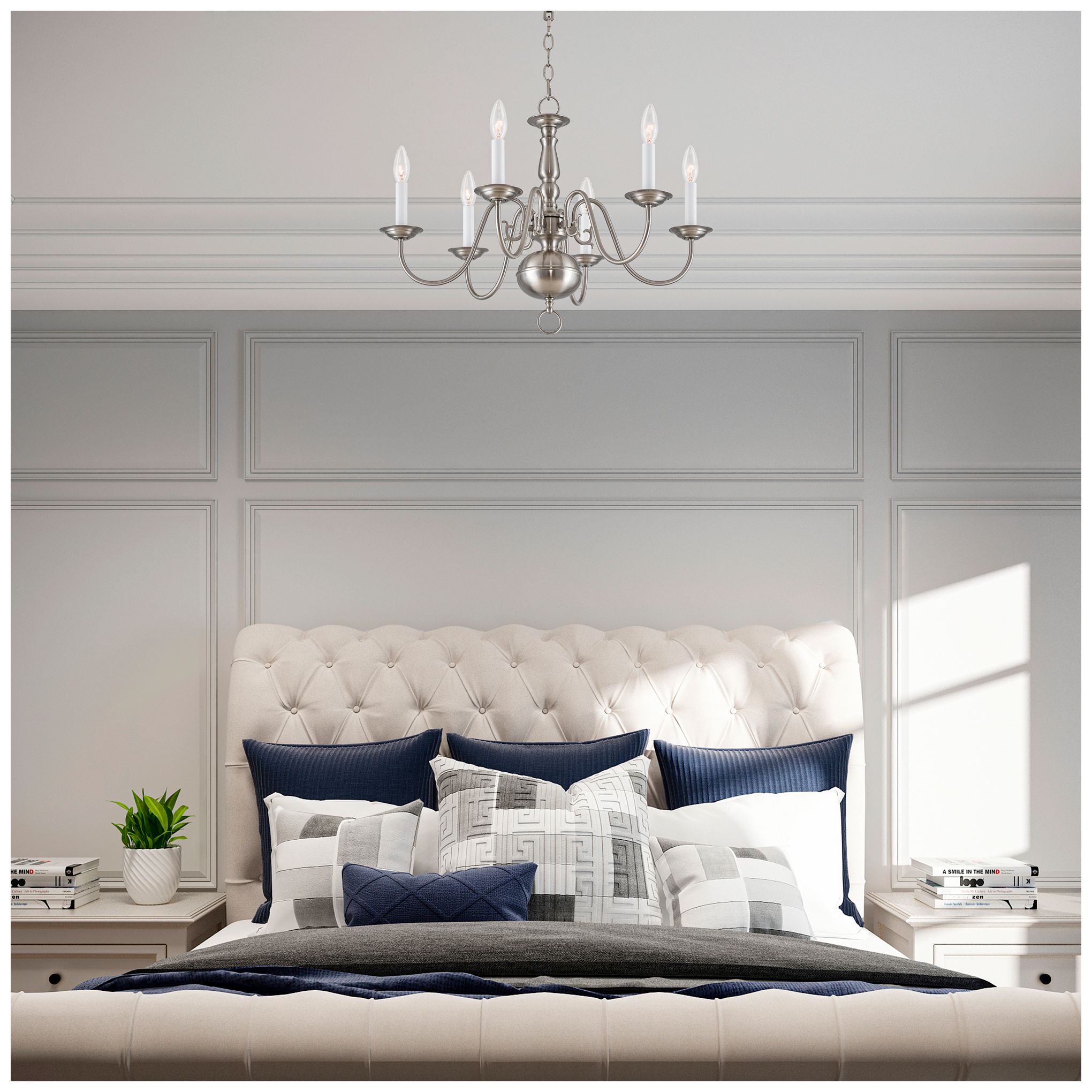 Williamsburgh 24" Wide Brushed Nickel 6-Light Chandelier