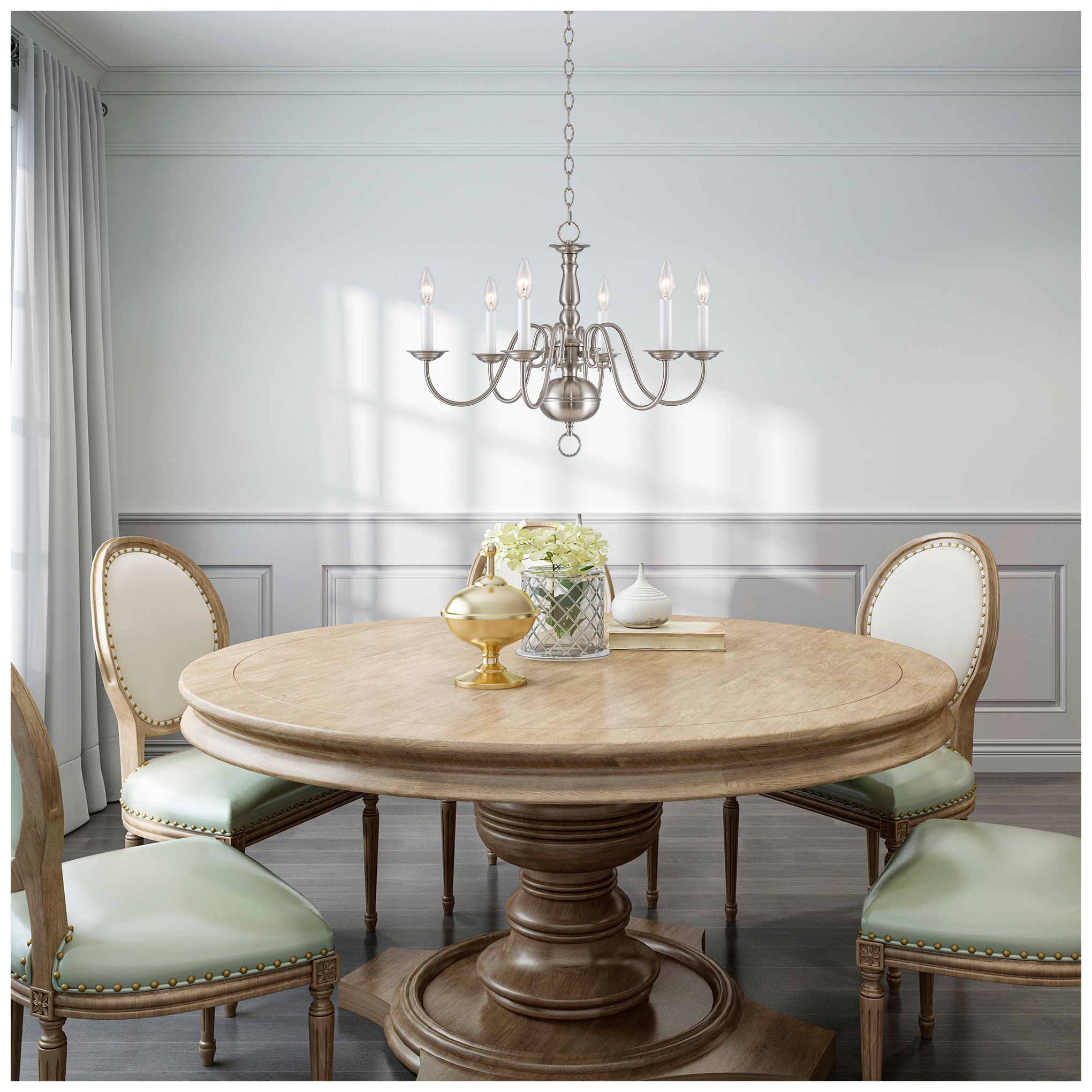 Williamsburgh 24" Wide Brushed Nickel 6-Light Chandelier