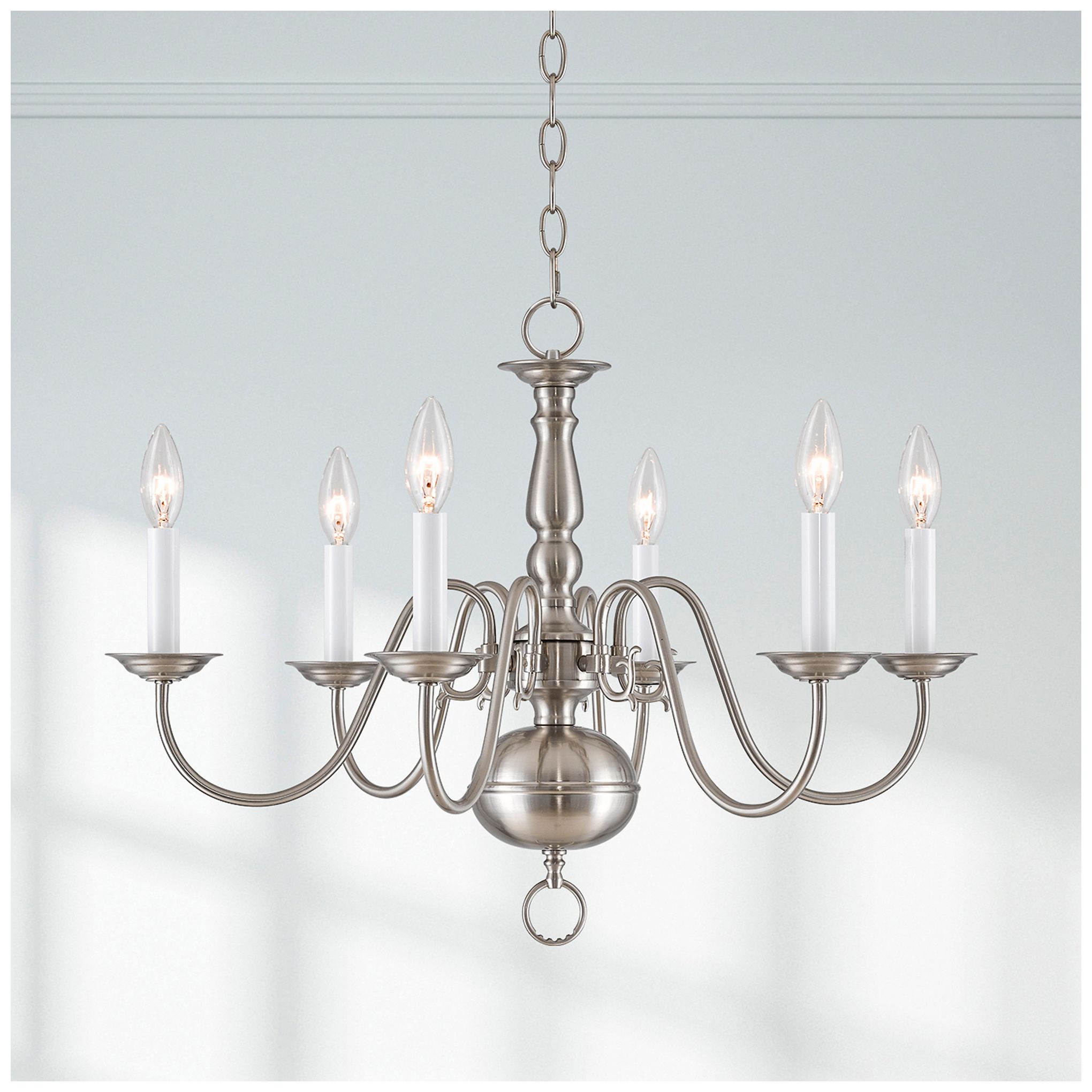 Williamsburgh 24" Wide Brushed Nickel 6-Light Chandelier