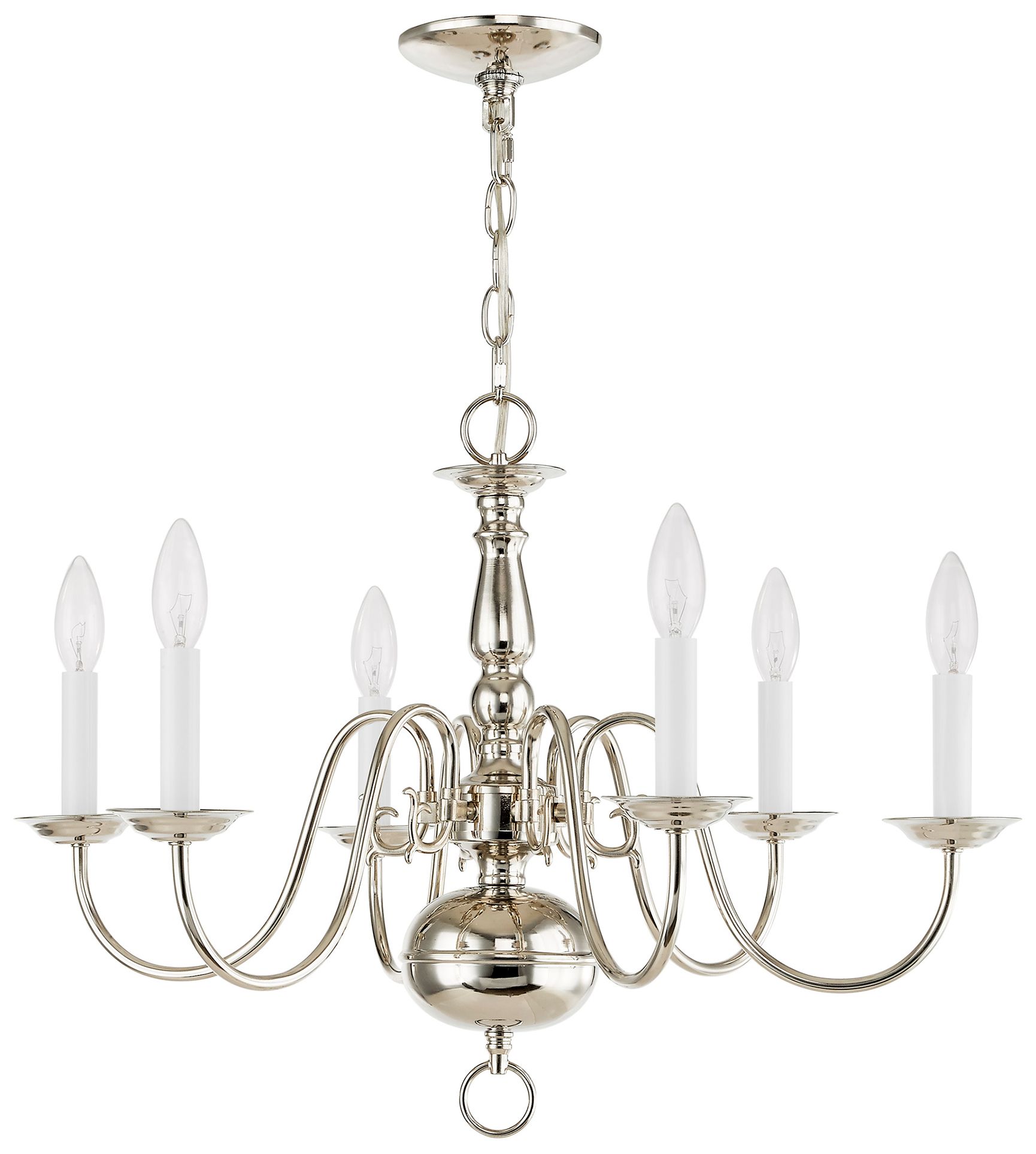 Image 3 Williamsburgh 24" Wide Polished Nickel 6-Light Chandelier more views