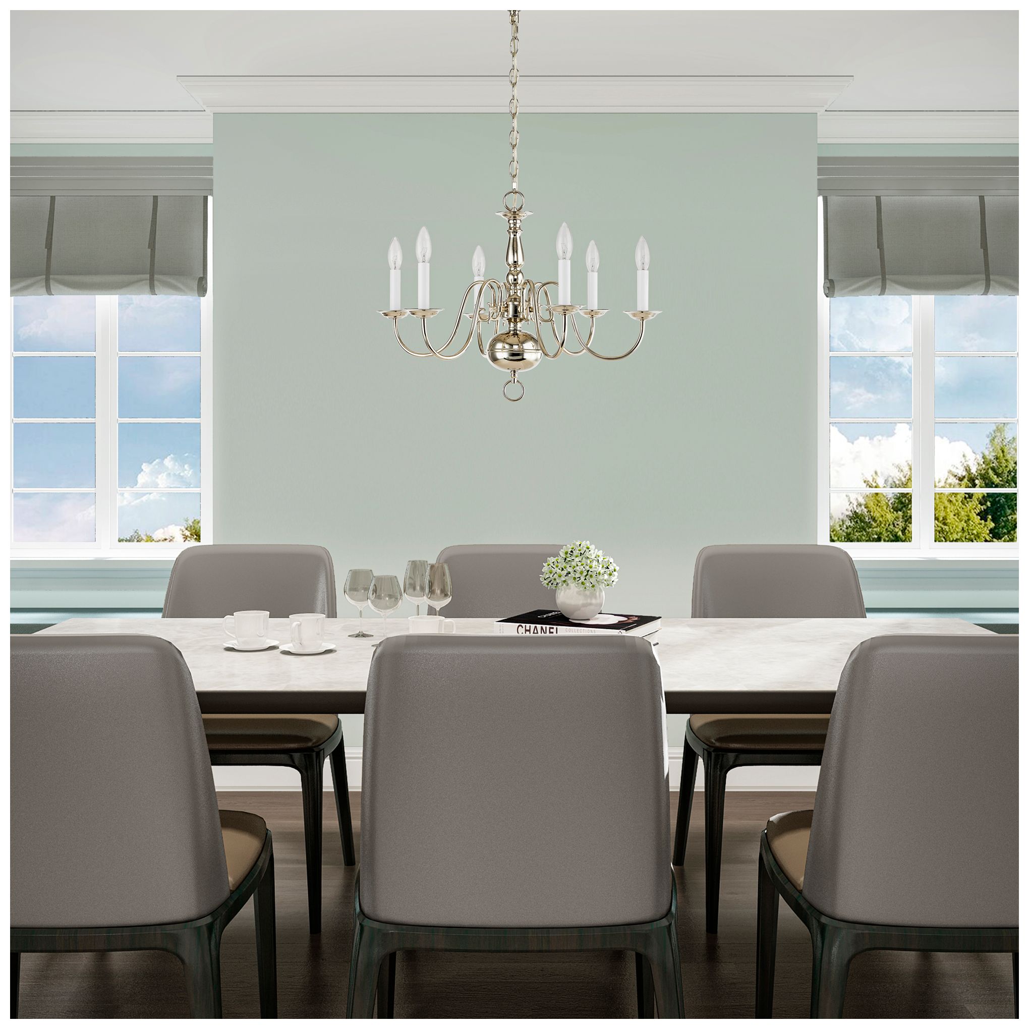 Image 6 Williamsburgh 24" Wide Polished Nickel 6-Light Chandelier more views