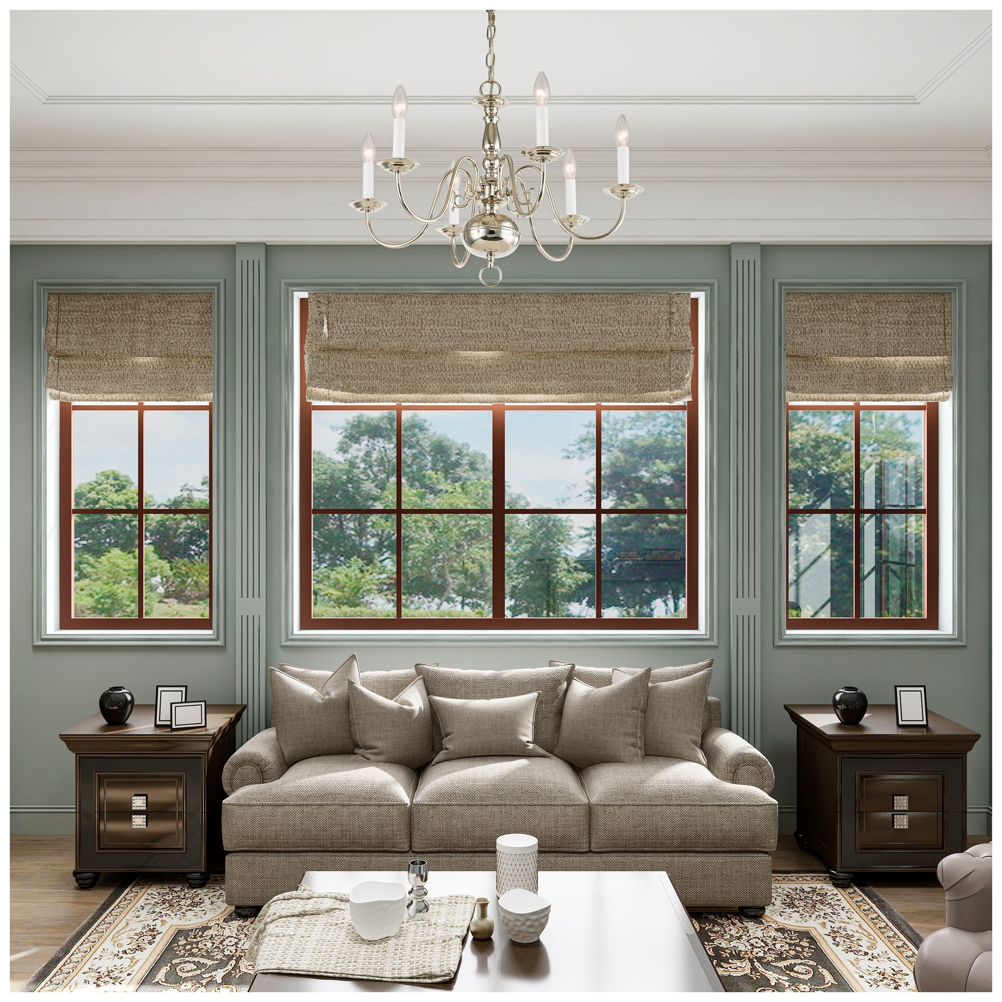 Image 7 Williamsburgh 24" Wide Polished Nickel 6-Light Chandelier more views