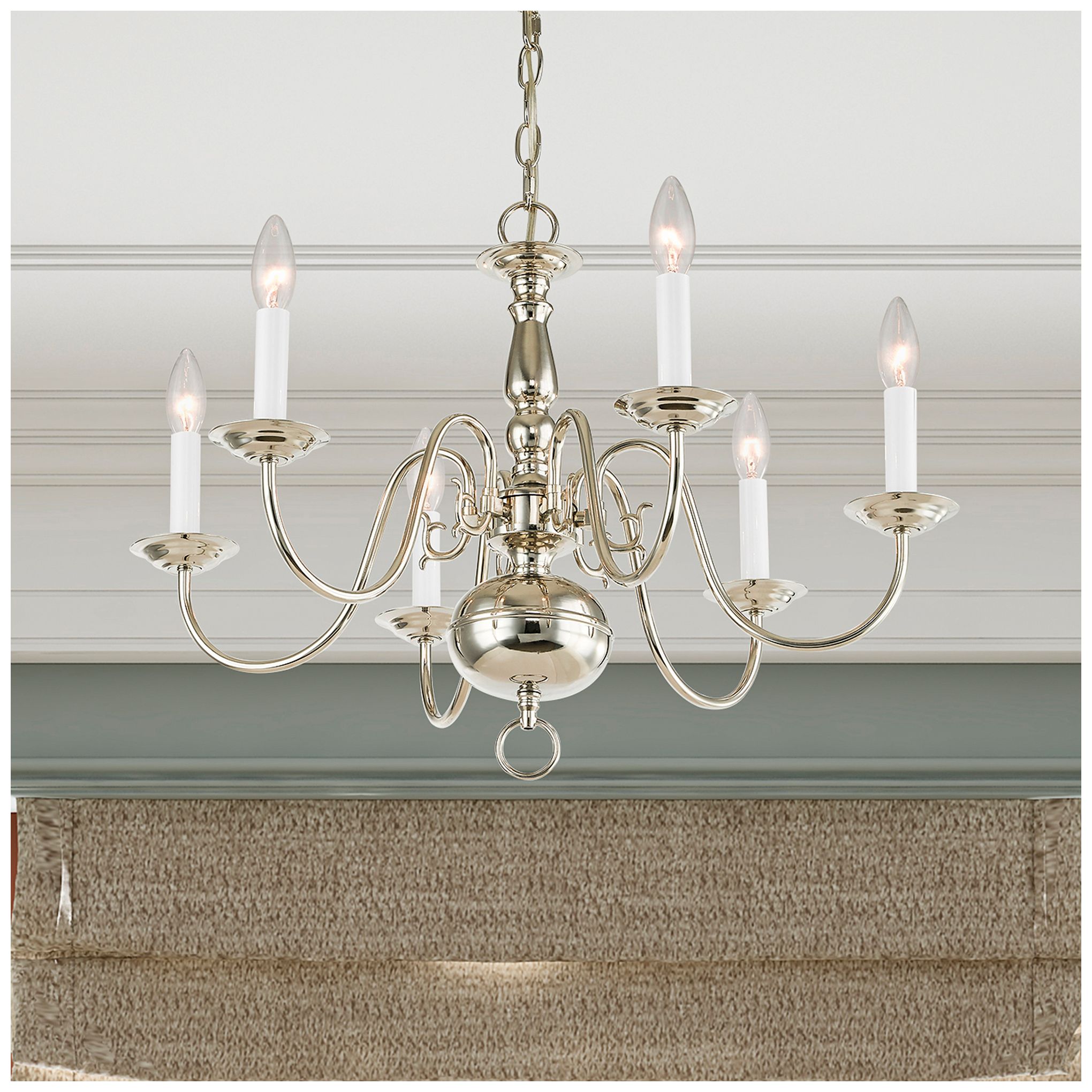 Williamsburgh 24" Wide Polished Nickel 6-Light Chandelier