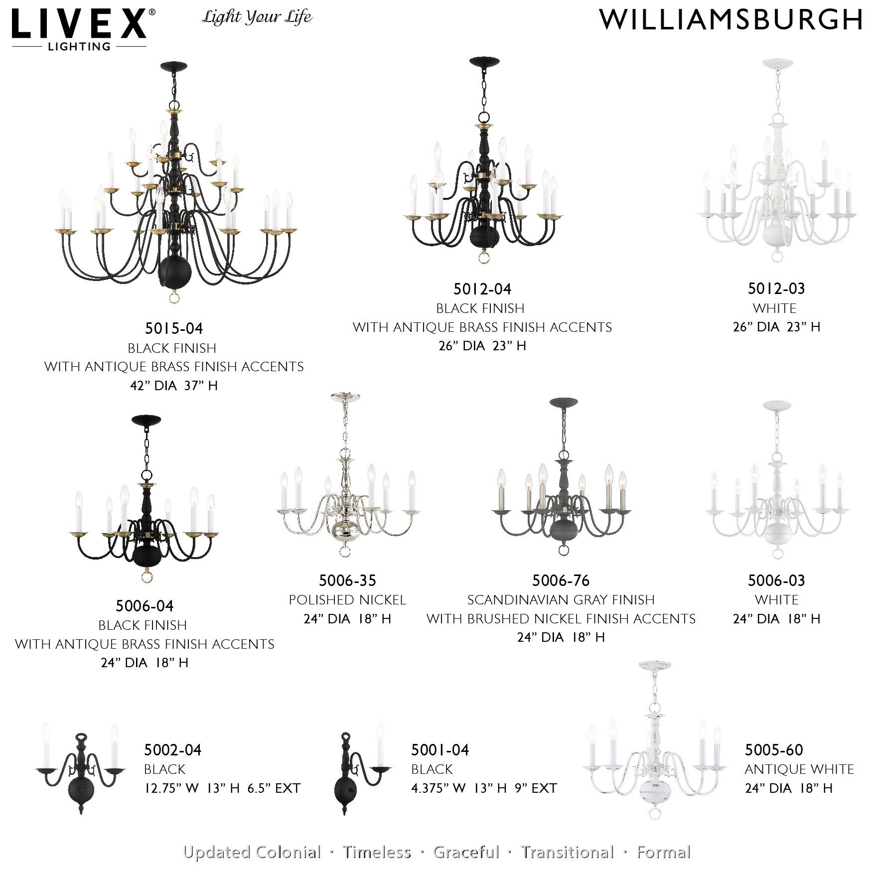 Williamsburgh 24" Wide Polished Nickel 6-Light Chandelier