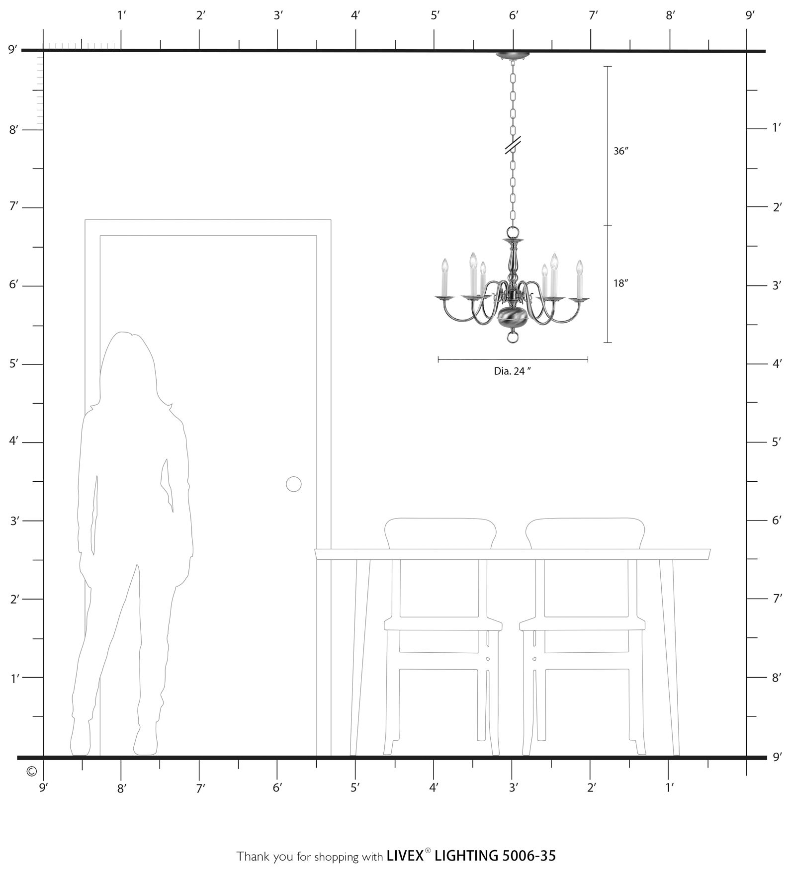 Williamsburgh 24" Wide Polished Nickel 6-Light Chandelier