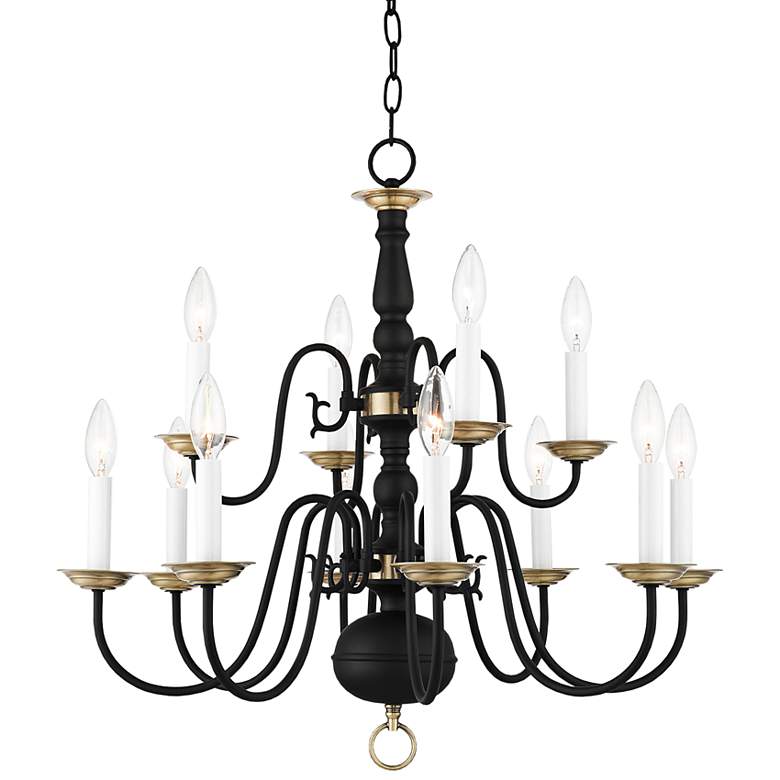 Image 3 Williamsburgh 26" Wide Black 12-Light Chandelier