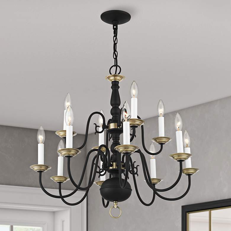 Image 2 Williamsburgh 26" Wide Black 12-Light Chandelier