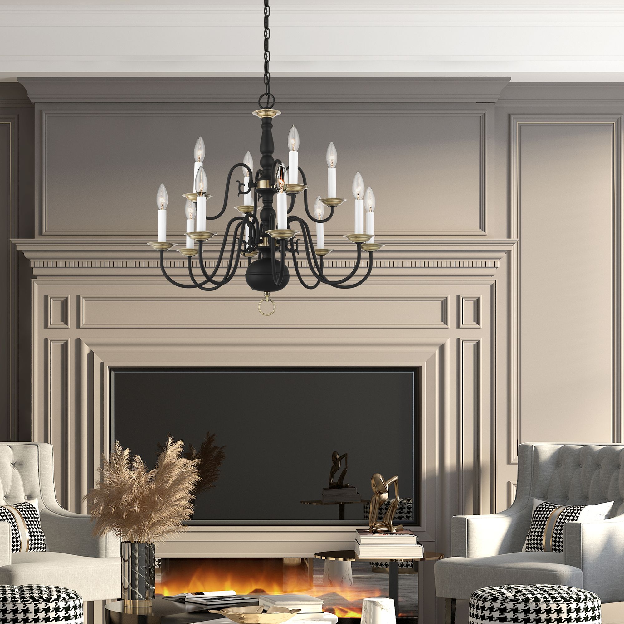 Williamsburgh 26" Wide Black 12-Light Chandelier in scene