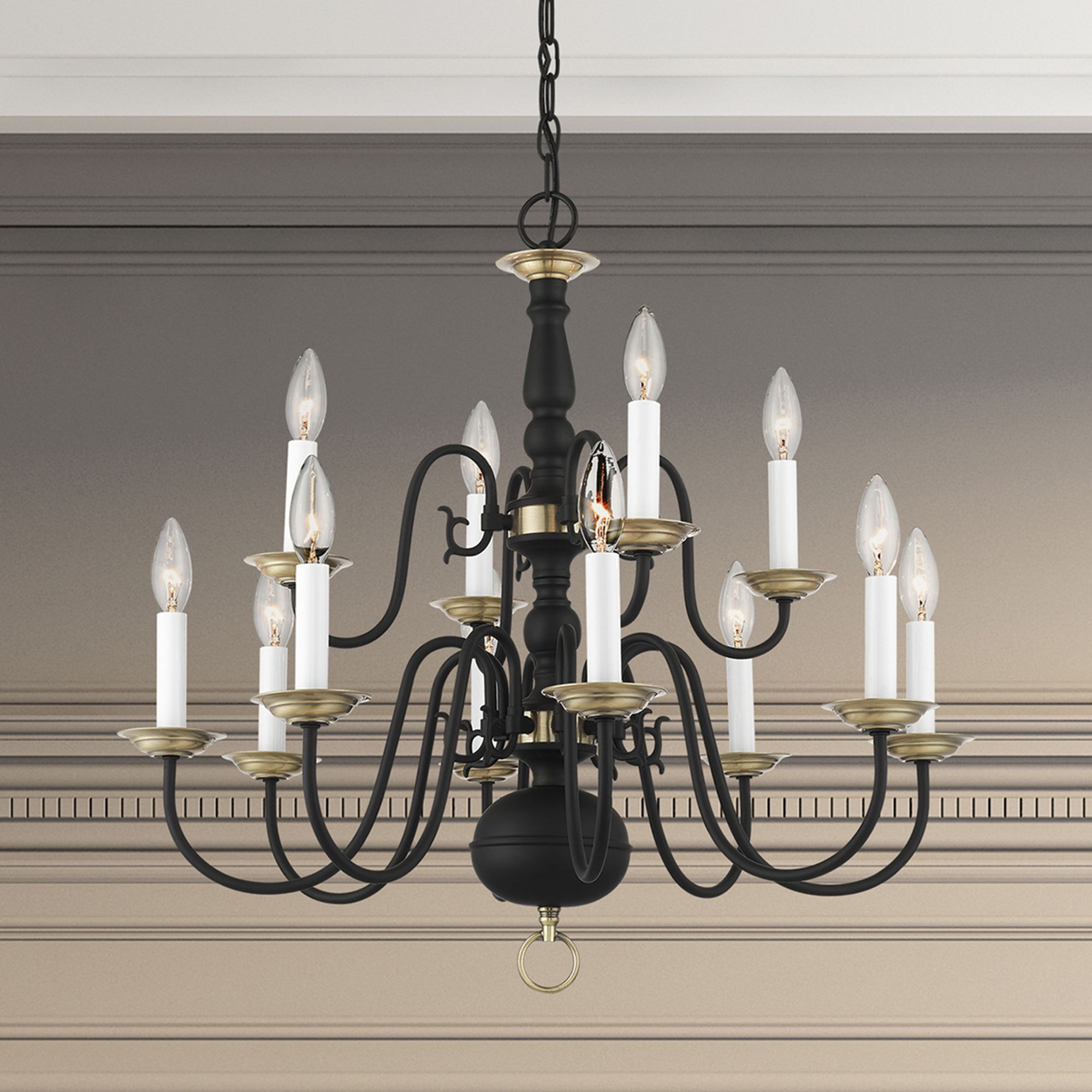 Williamsburgh 26" Wide Black 12-Light Chandelier in scene