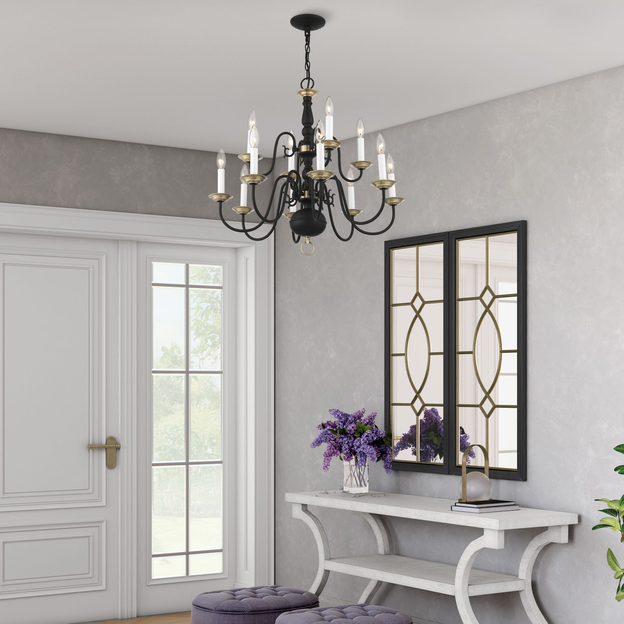 Williamsburgh 26" Wide Black 12-Light Chandelier in scene