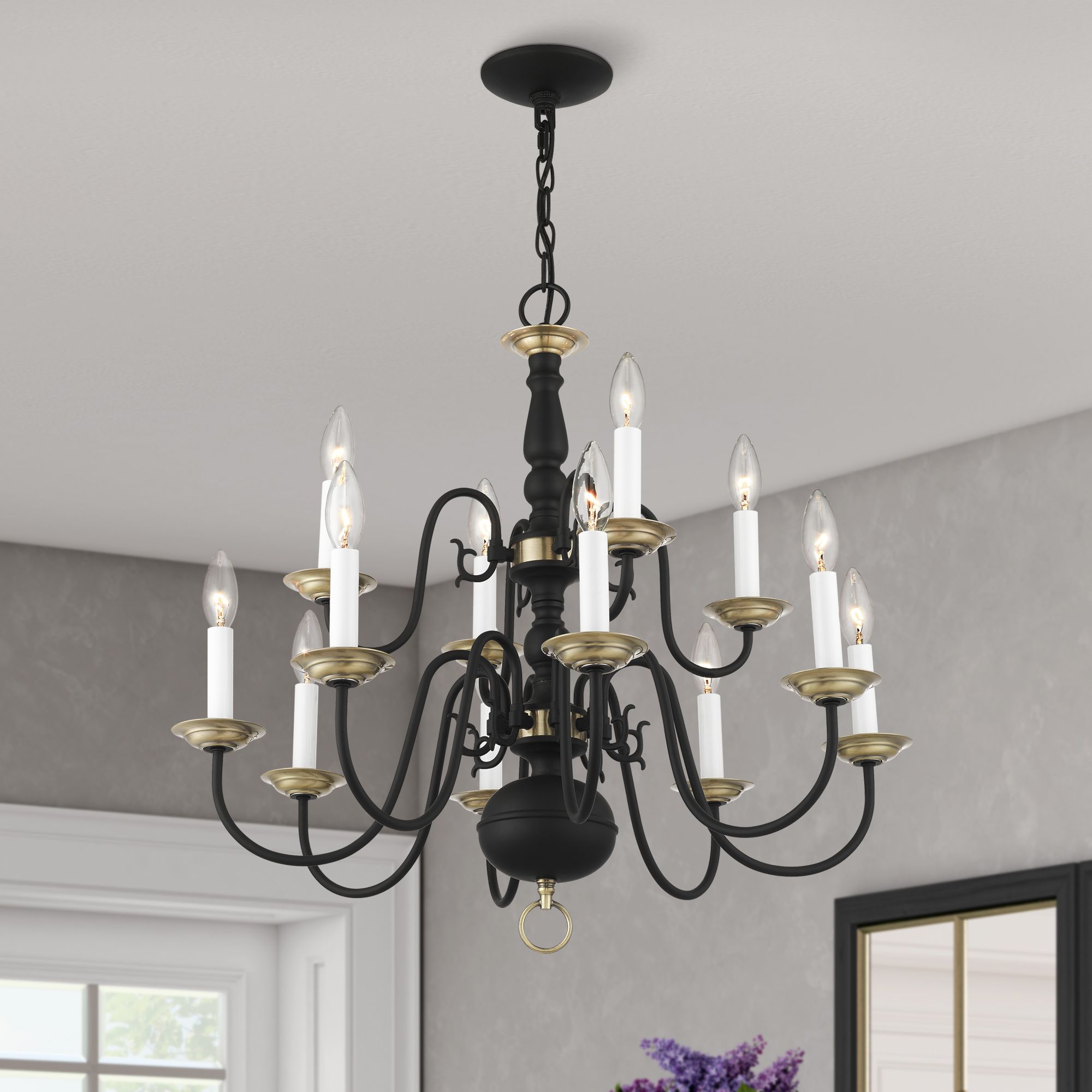 Williamsburgh 26" Wide Black 12-Light Chandelier in scene