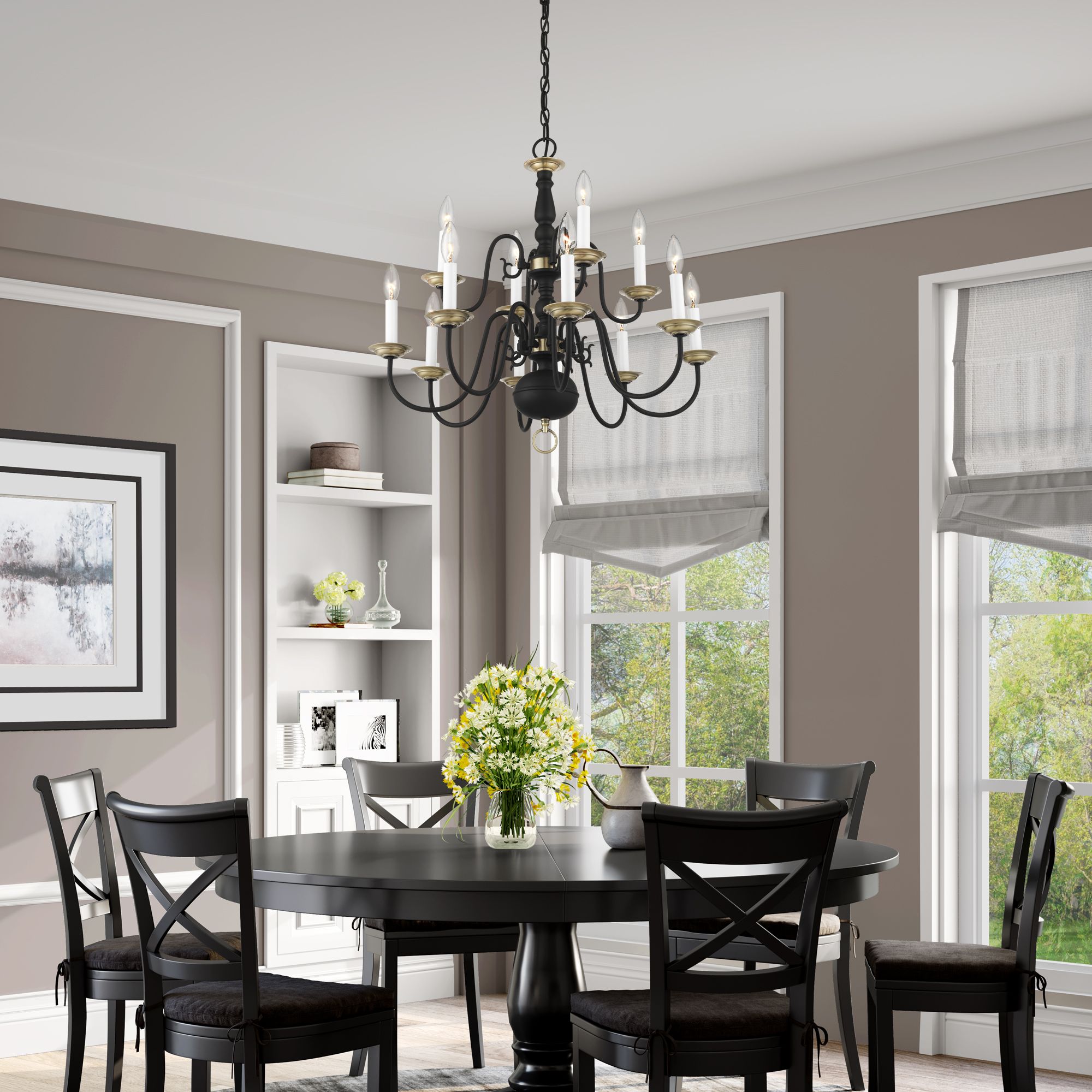 Williamsburgh 26" Wide Black 12-Light Chandelier in scene