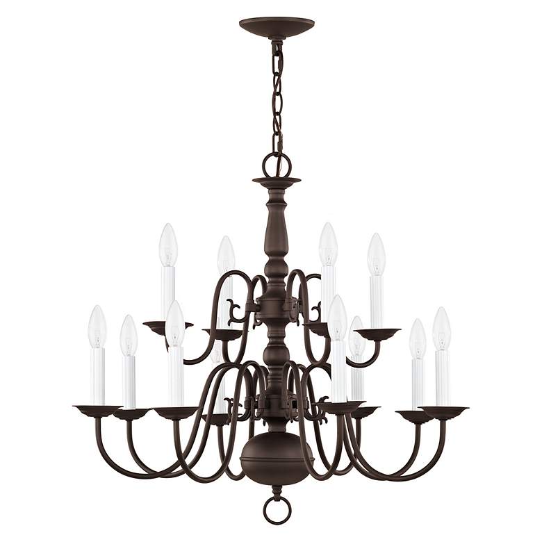 Image 3 Williamsburgh 26" Wide Bronze 12-Light 2-Tier Chandelier more views