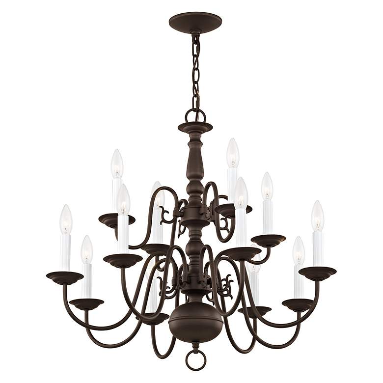 Image 5 Williamsburgh 26" Wide Bronze 12-Light 2-Tier Chandelier more views