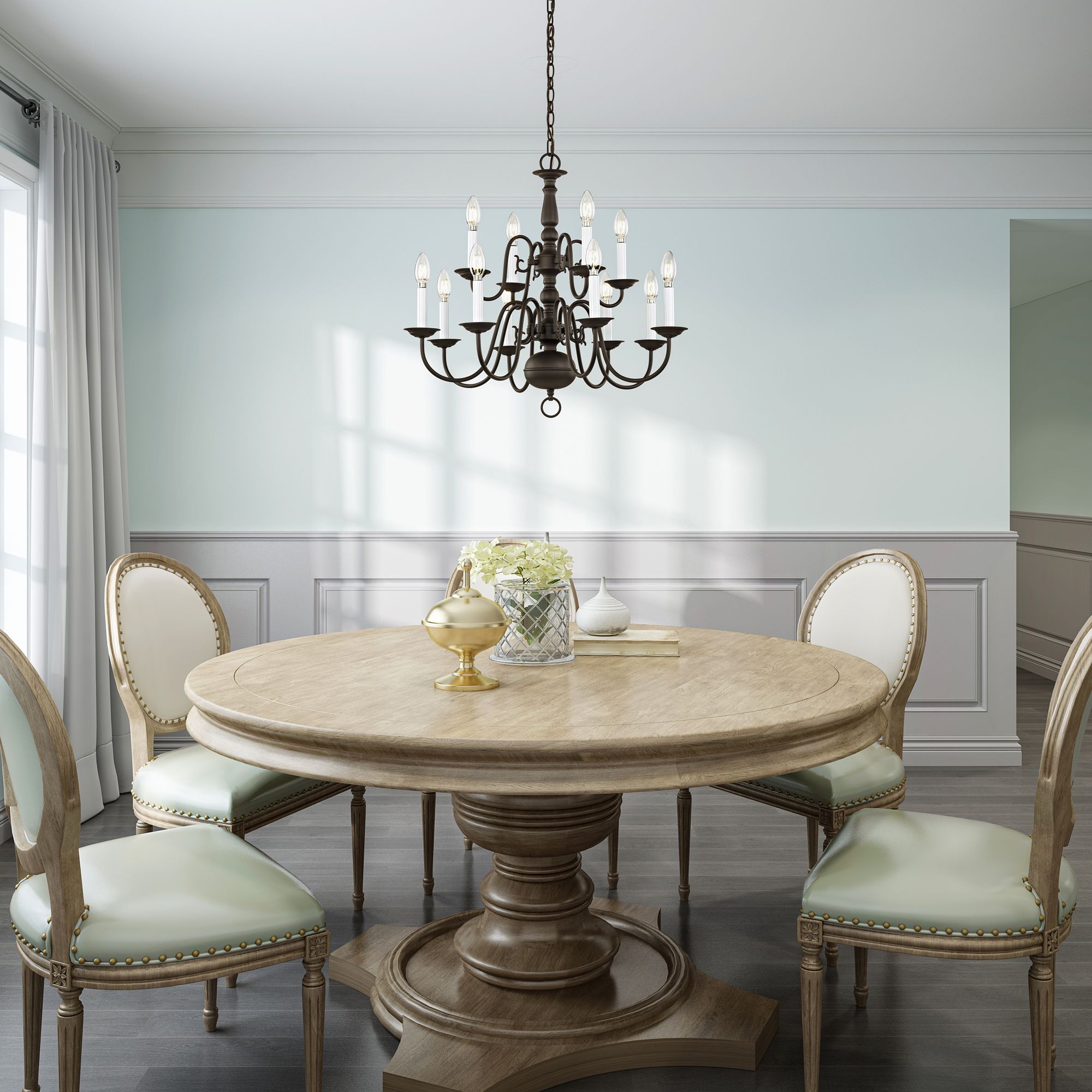 Williamsburgh 26" Wide Bronze 12-Light 2-Tier Chandelier