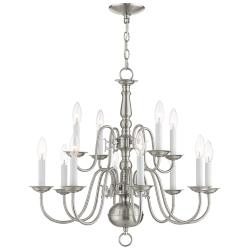 Williamsburgh 26"W Brushed Nickel 12-Light 2-Tier Chandelier