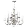 4_Williamsburgh 26"W Brushed Nickel 12-Light 2-Tier Chandelier more views