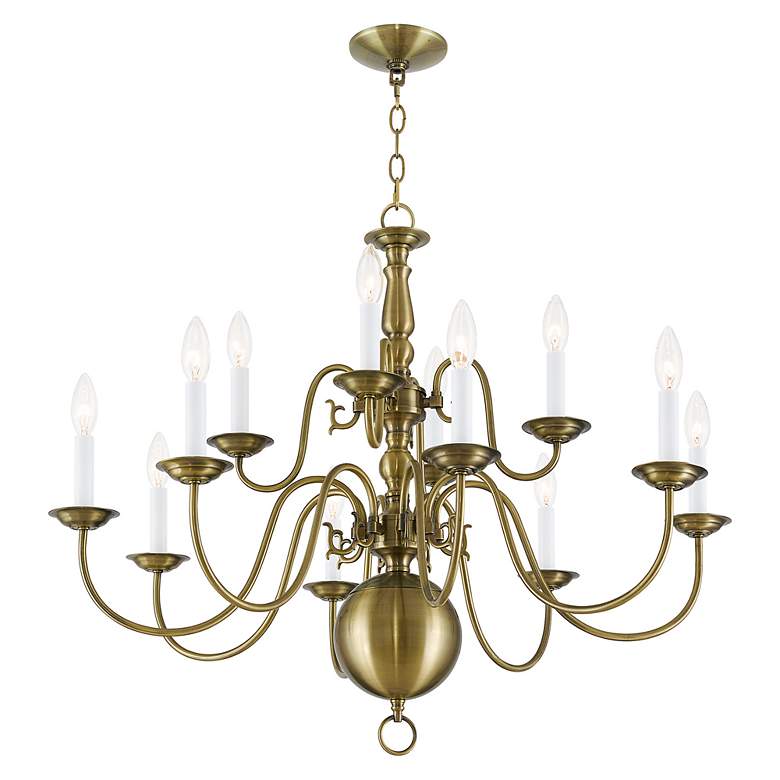 Image 4 Williamsburgh 32" Wide Antique Brass 12-Light Chandelier more views