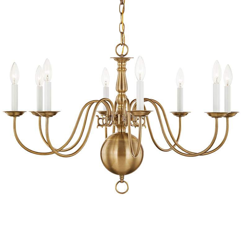 Image 3 Williamsburgh 32" Wide Antique Brass 8-Light Chandelier