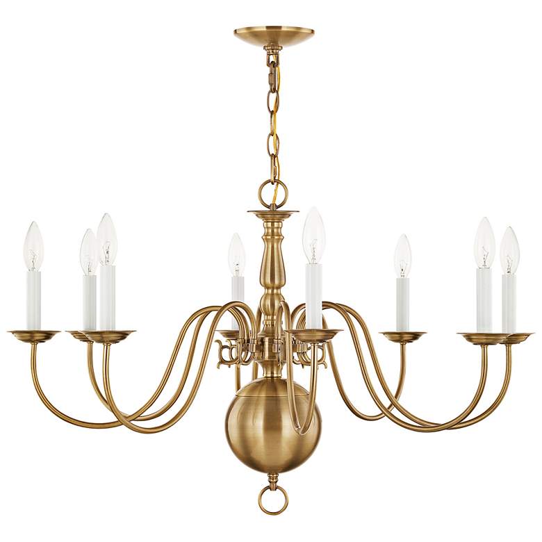 Image 5 Williamsburgh 32" Wide Antique Brass 8-Light Chandelier more views