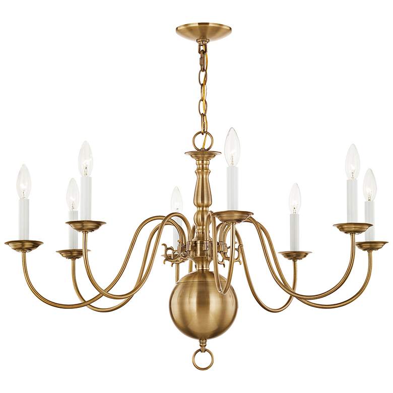 Image 6 Williamsburgh 32" Wide Antique Brass 8-Light Chandelier more views
