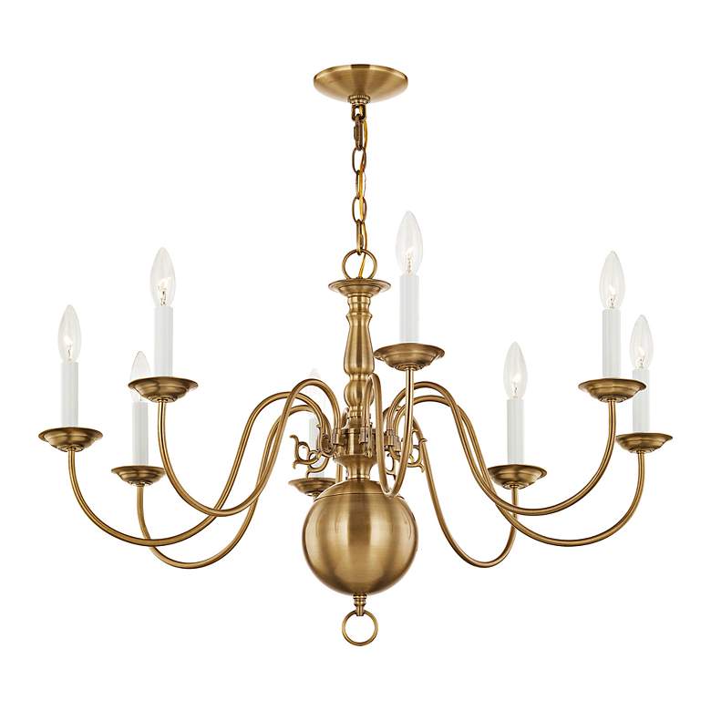 Image 7 Williamsburgh 32" Wide Antique Brass 8-Light Chandelier more views
