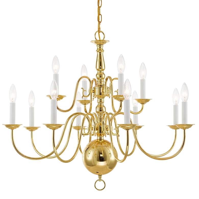 Image 3 Williamsburgh 32" Wide Polished Brass 12-Light Chandelier