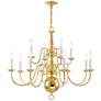 3_Williamsburgh 32" Wide Polished Brass 12-Light Chandelier