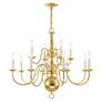 4_Williamsburgh 32" Wide Polished Brass 12-Light Chandelier more views