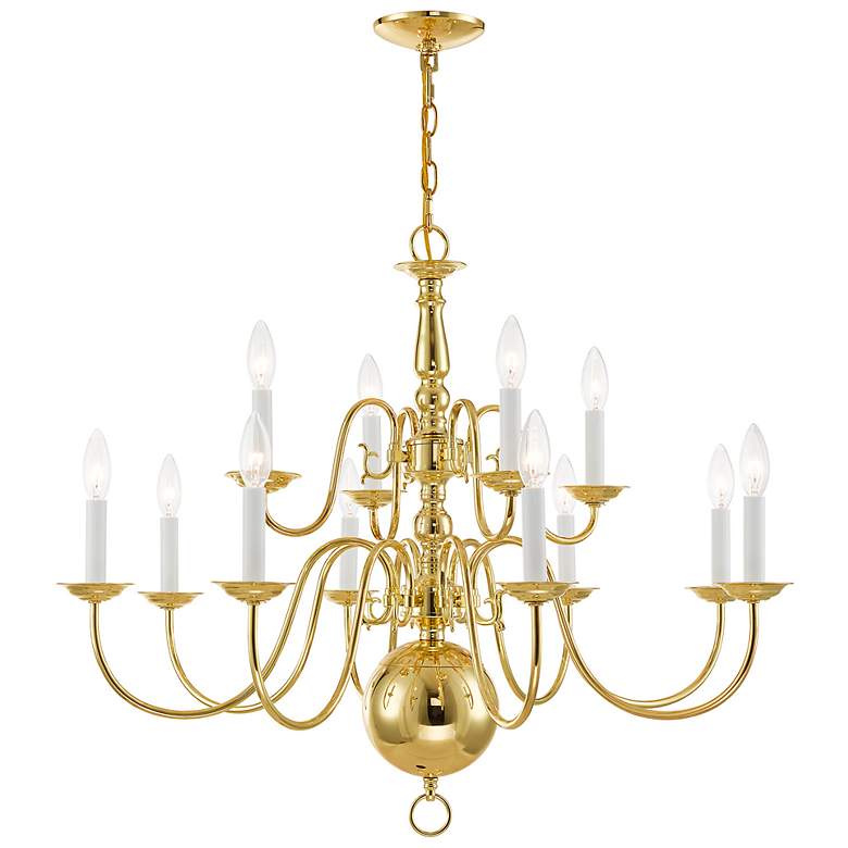 Image 5 Williamsburgh 32" Wide Polished Brass 12-Light Chandelier more views