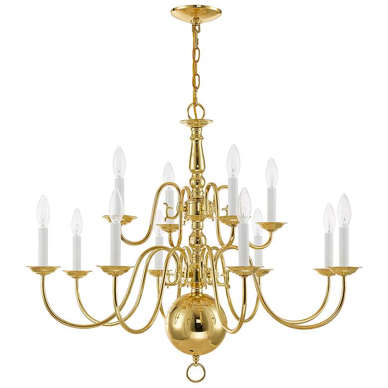 Image 6 Williamsburgh 32" Wide Polished Brass 12-Light Chandelier more views