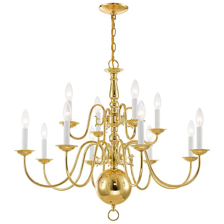Image 7 Williamsburgh 32" Wide Polished Brass 12-Light Chandelier more views