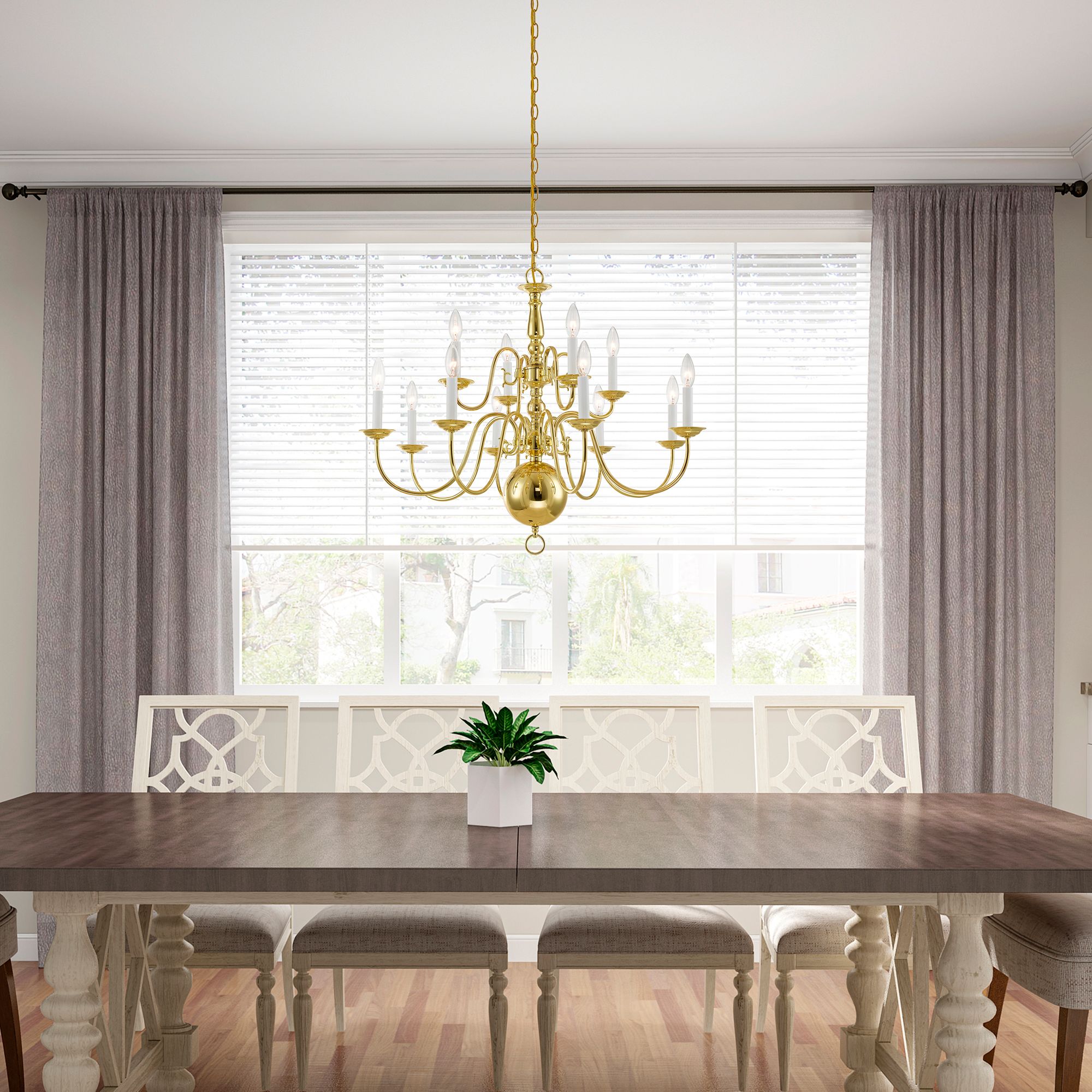 Williamsburgh 32" Wide Polished Brass 12-Light Chandelier in scene