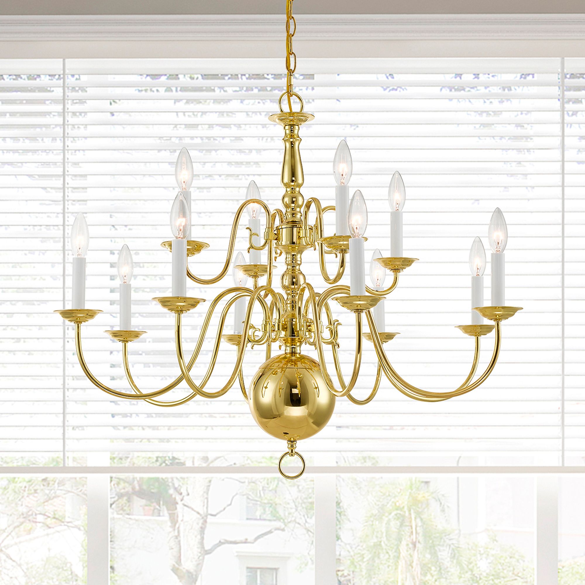 Williamsburgh 32" Wide Polished Brass 12-Light Chandelier in scene