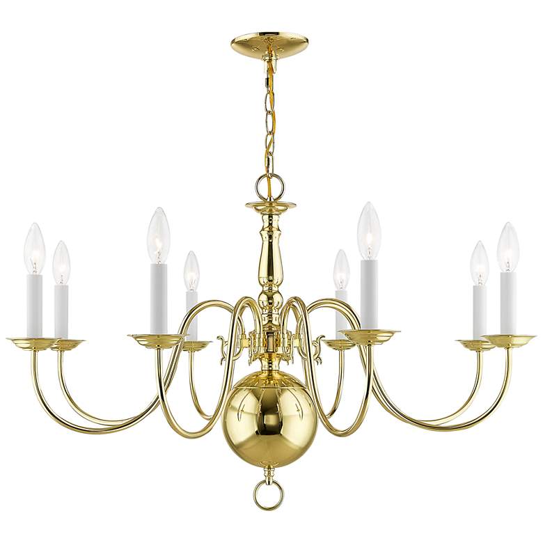 Image 3 Williamsburgh 32" Wide Polished Brass 8-Light Chandelier