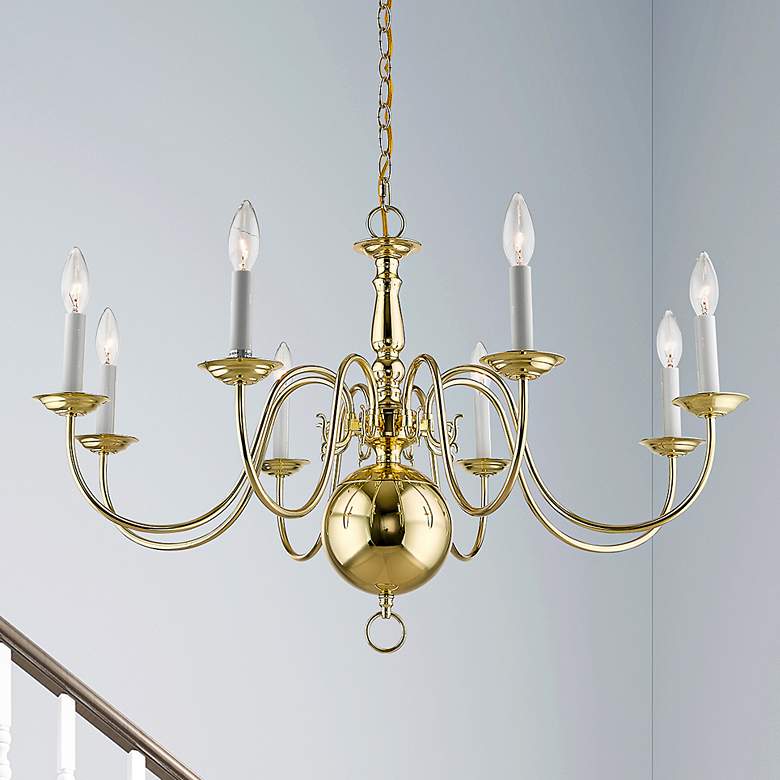 Image 2 Williamsburgh 32" Wide Polished Brass 8-Light Chandelier
