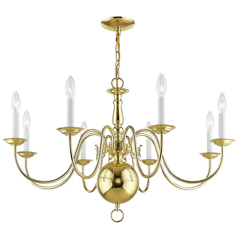 Image 5 Williamsburgh 32" Wide Polished Brass 8-Light Chandelier more views