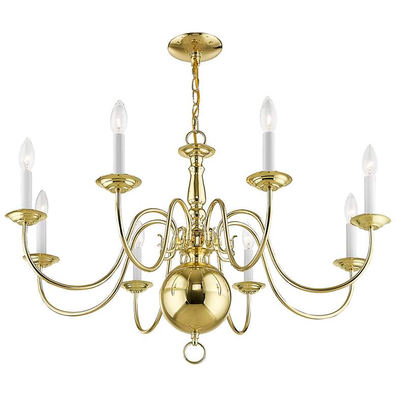 Image 6 Williamsburgh 32" Wide Polished Brass 8-Light Chandelier more views