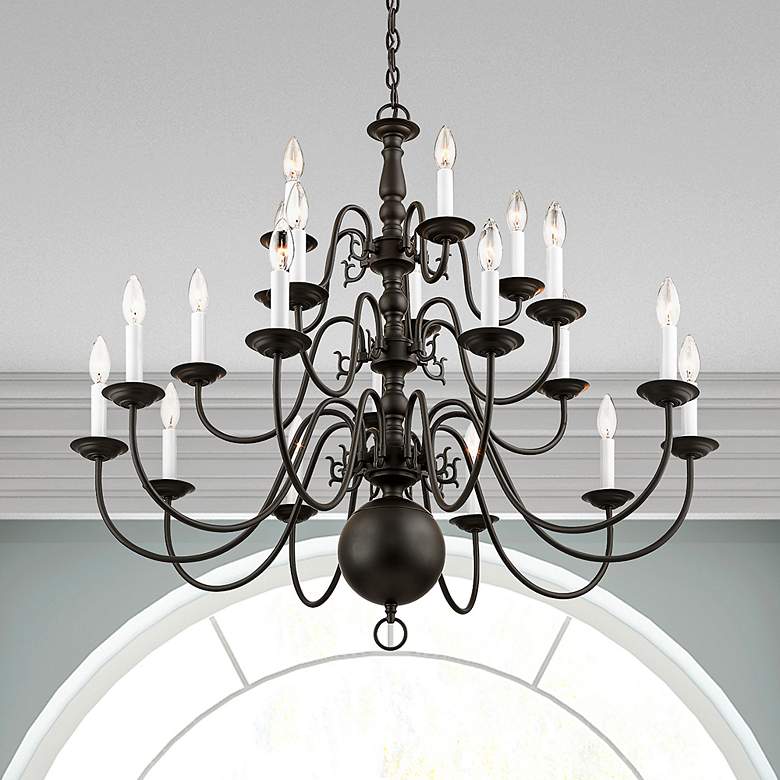 Image 1 Williamsburgh 36-in 20-Light Bronze Tiered Chandelier