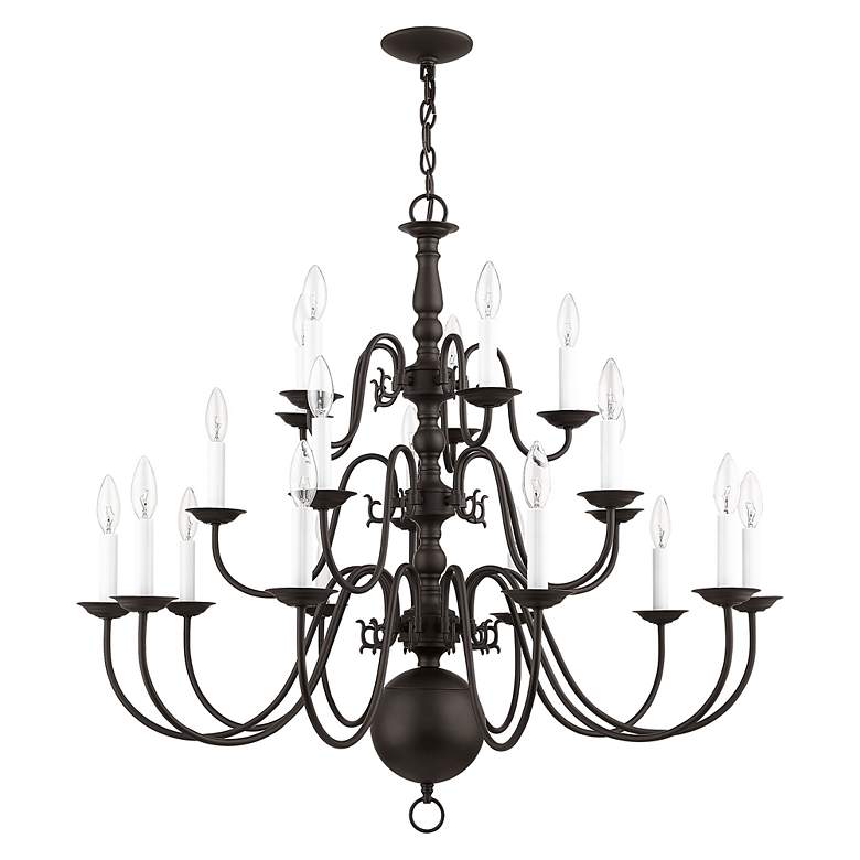 Image 3 Williamsburgh 36-in 20-Light Bronze Tiered Chandelier more views