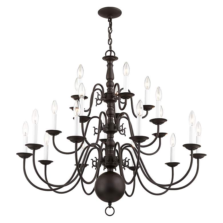 Image 4 Williamsburgh 36-in 20-Light Bronze Tiered Chandelier more views