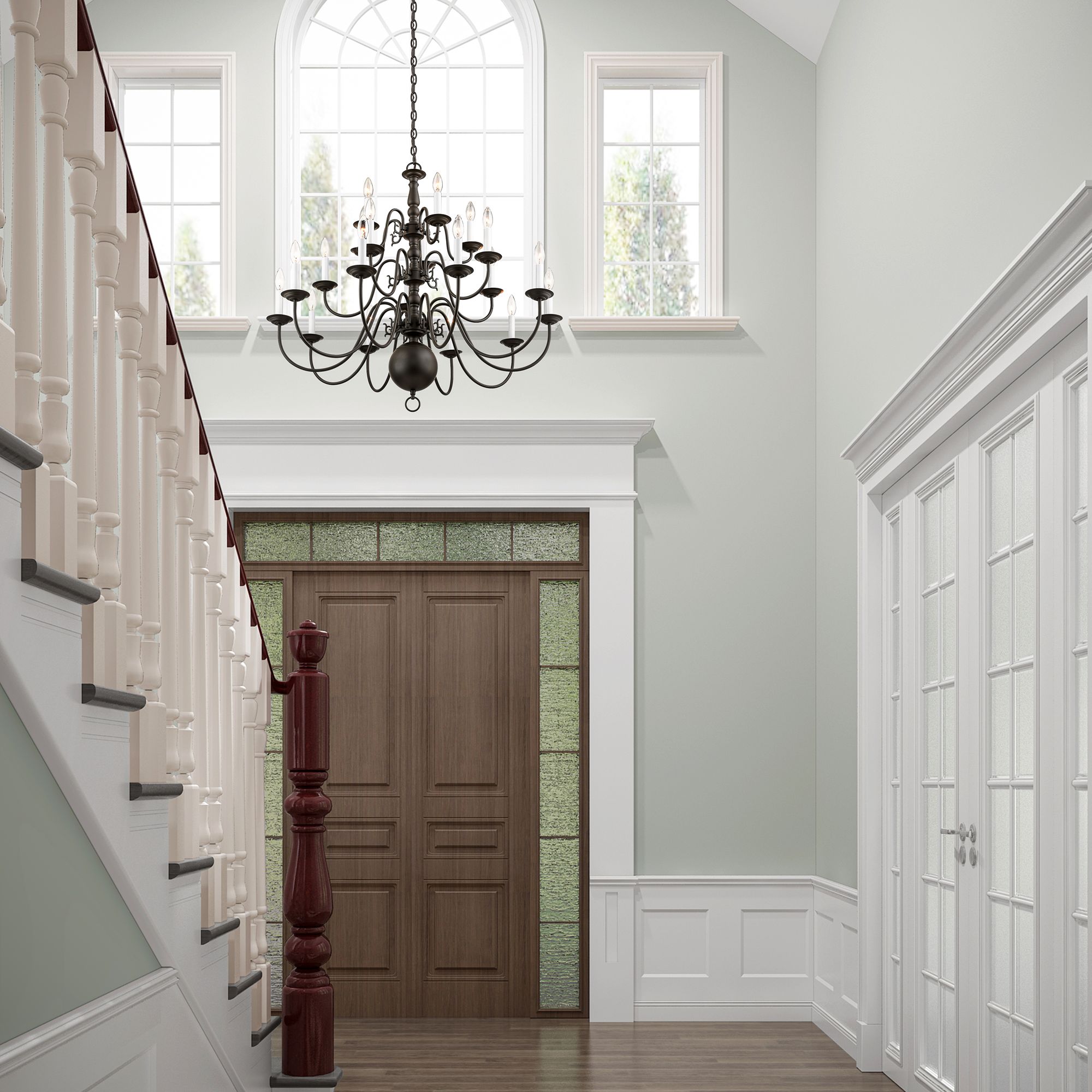 Williamsburgh 36-in 20-Light Bronze Tiered Chandelier