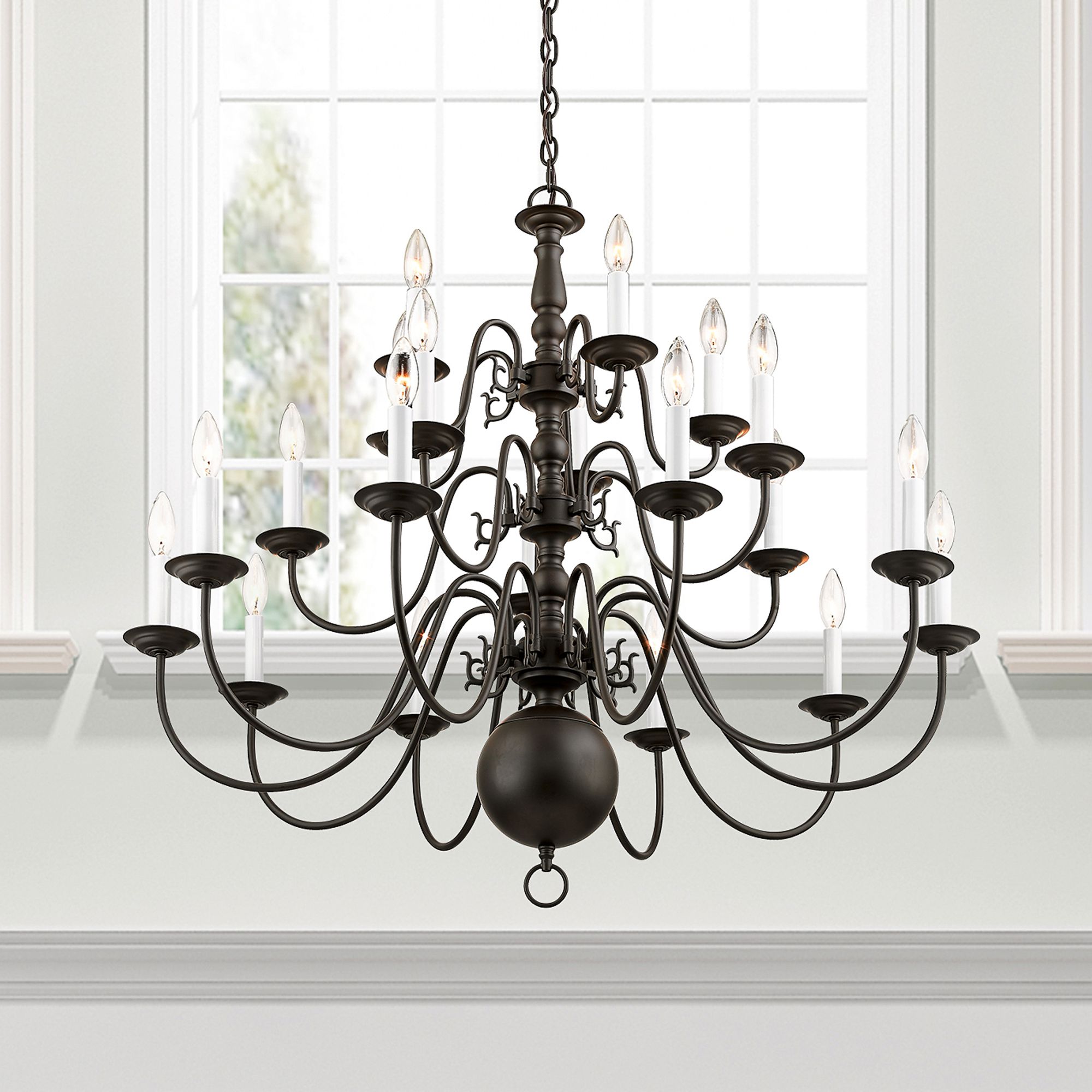 Williamsburgh 36-in 20-Light Bronze Tiered Chandelier